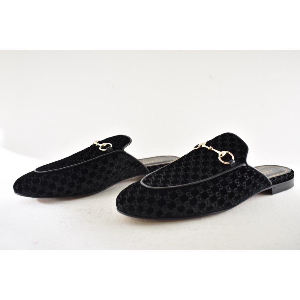 Gucci Princetown Velvet GG Logo Black Backless Slide Loafer Mule Slipper Flat 41 - Picture 15 of 16